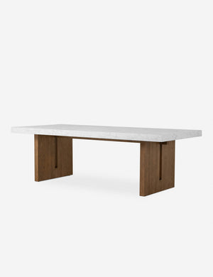 Mischke long-frame white marble-top dining table