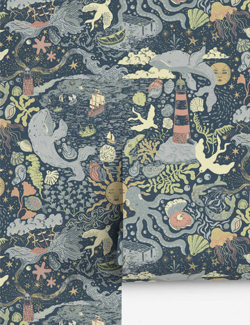 Havet Wallpaper, Dark Blue - Swatch
