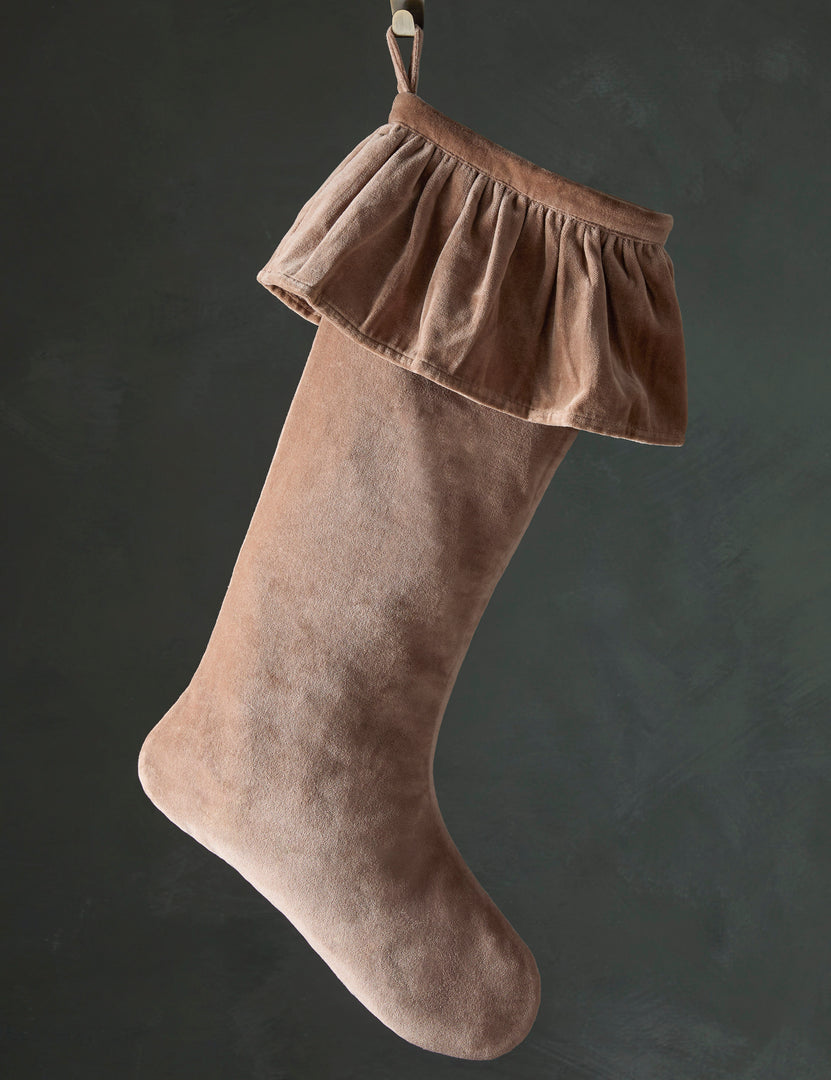 #color::dusty-pink | Mauree ruffle top velvet stocking