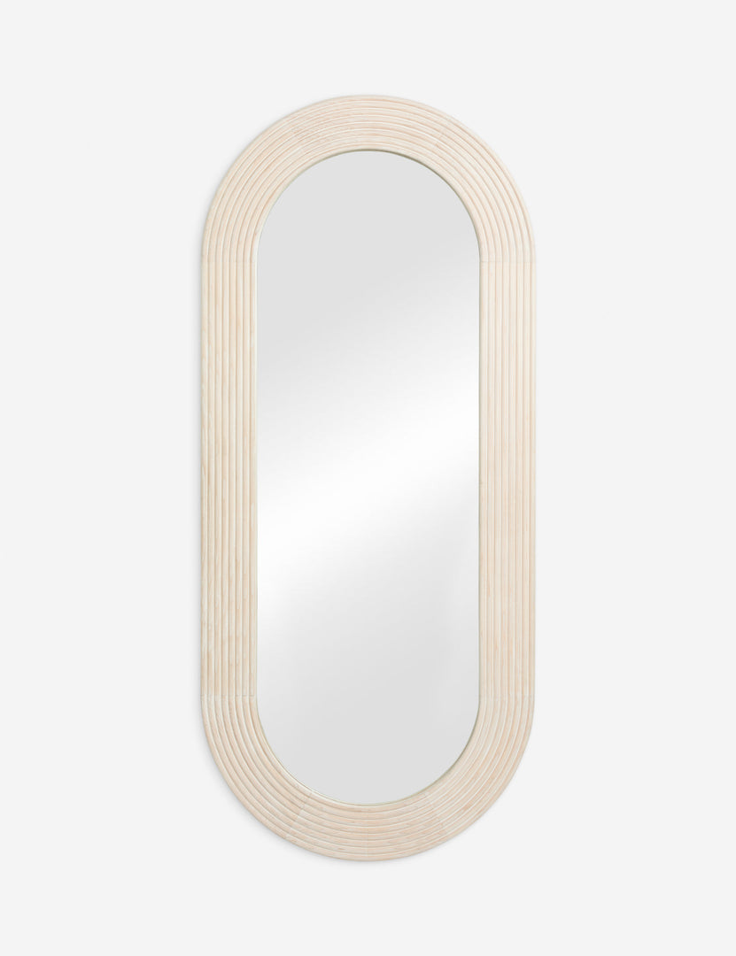 #color::light-natural | Mead grooved light wood frame full length mirror