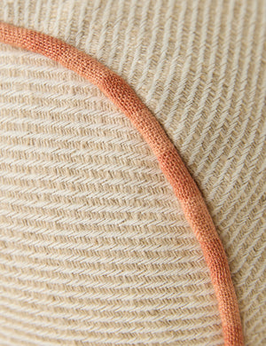 Close up view of the Merilee contrast piping striped bolster pillow by Aimee Song