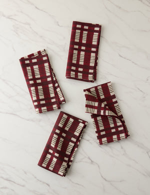 Set of four Musetta plaid linen napkins