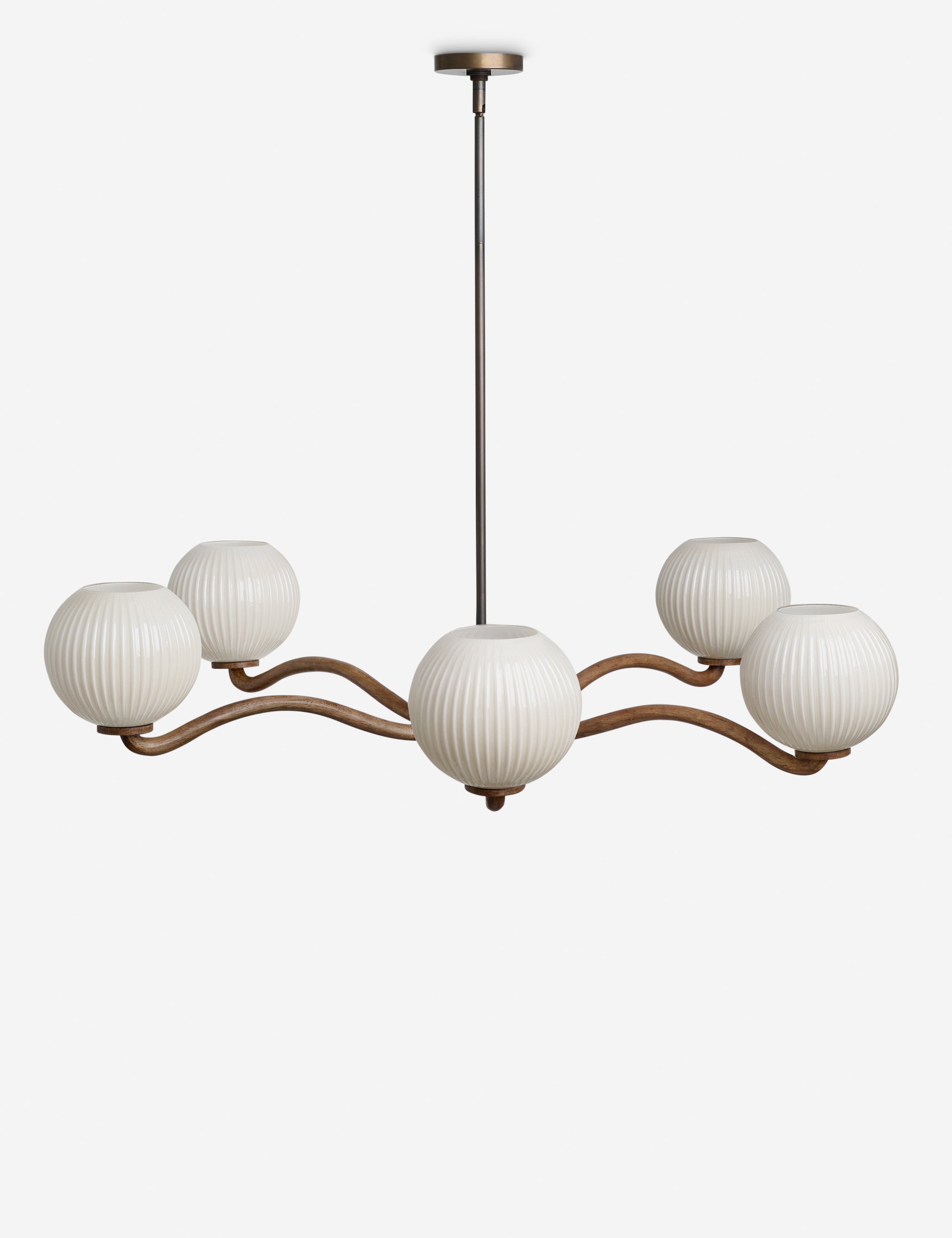 #color::chocolate #size::42.5-dia | Nara fluted glass 5-globe chandelier by Aimee Song