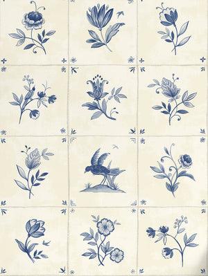 Azulejo Tile Textured Peel + Stick Wallpaper, Blue - Swatch
