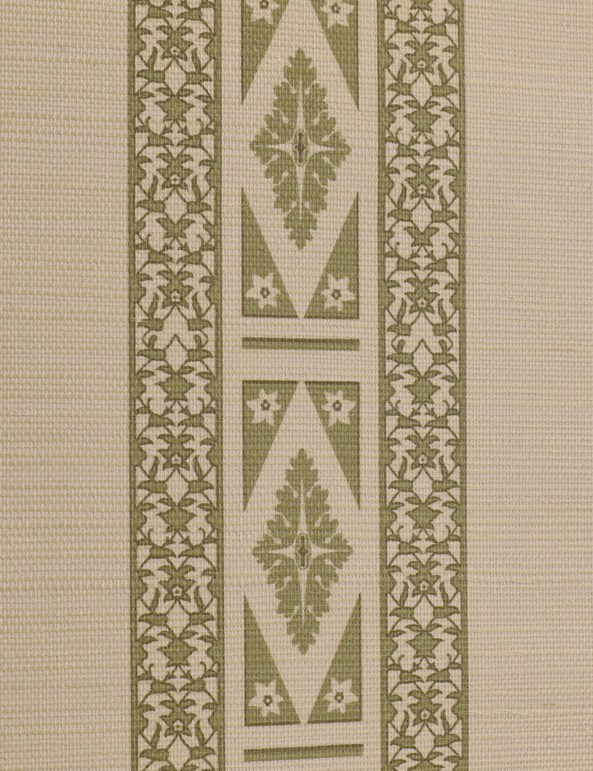 #color::ivy | Close up of the Paradiso grasscloth striped Wallpaper by Jake Arnold