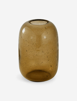 Bertie amber bubbled glass cylinder vase