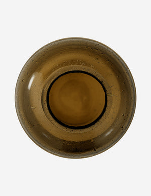 Overhead view of the Bertie amber bubbled glass cylinder vase