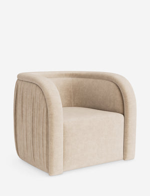 Open Box: Ricci Swivel Chair, Natural Performance Striated Velvet