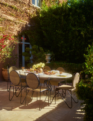 Open Box: Peggy Outdoor Oval Dining Table, Faux Travertine by Sarah Sherman Samuel