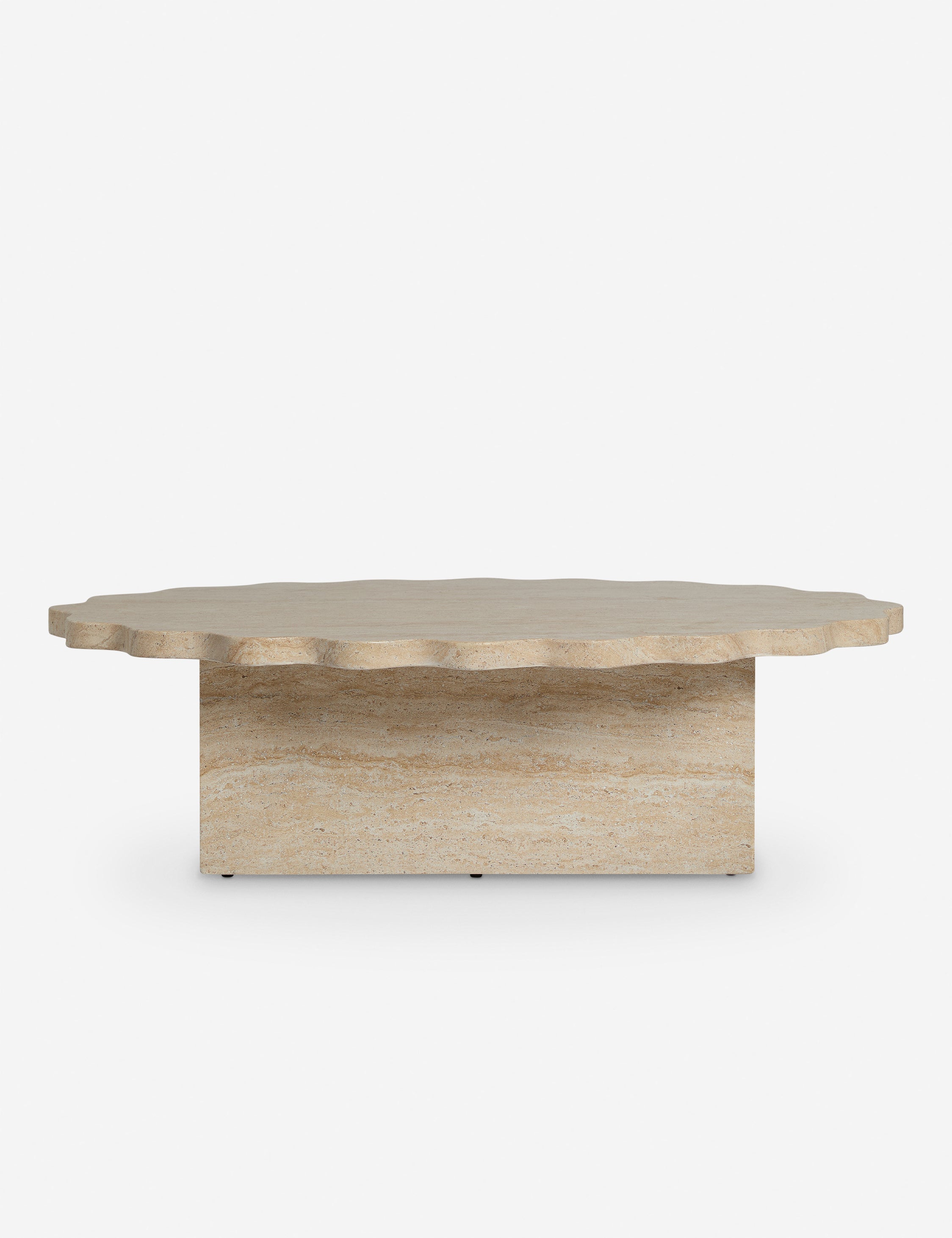 Open Box: Scalloped Indoor / Outdoor Coffee Table, Beige Marble by Sarah Sherman Samuel