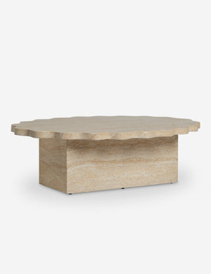 Open Box: Scalloped Indoor / Outdoor Coffee Table, Beige Marble by Sarah Sherman Samuel