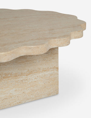 Open Box: Scalloped Indoor / Outdoor Coffee Table, Beige Marble by Sarah Sherman Samuel