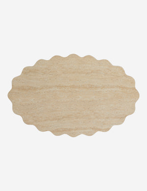 Open Box: Scalloped Indoor / Outdoor Coffee Table, Beige Marble by Sarah Sherman Samuel
