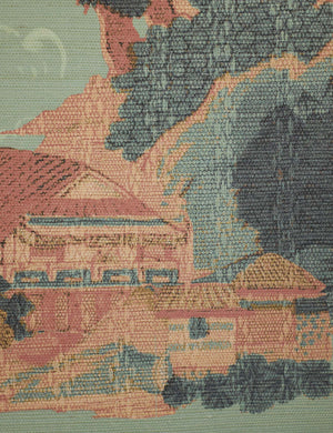 Close up view of the Scenic Landscape woven grasscloth wallpaper by Aimee Song