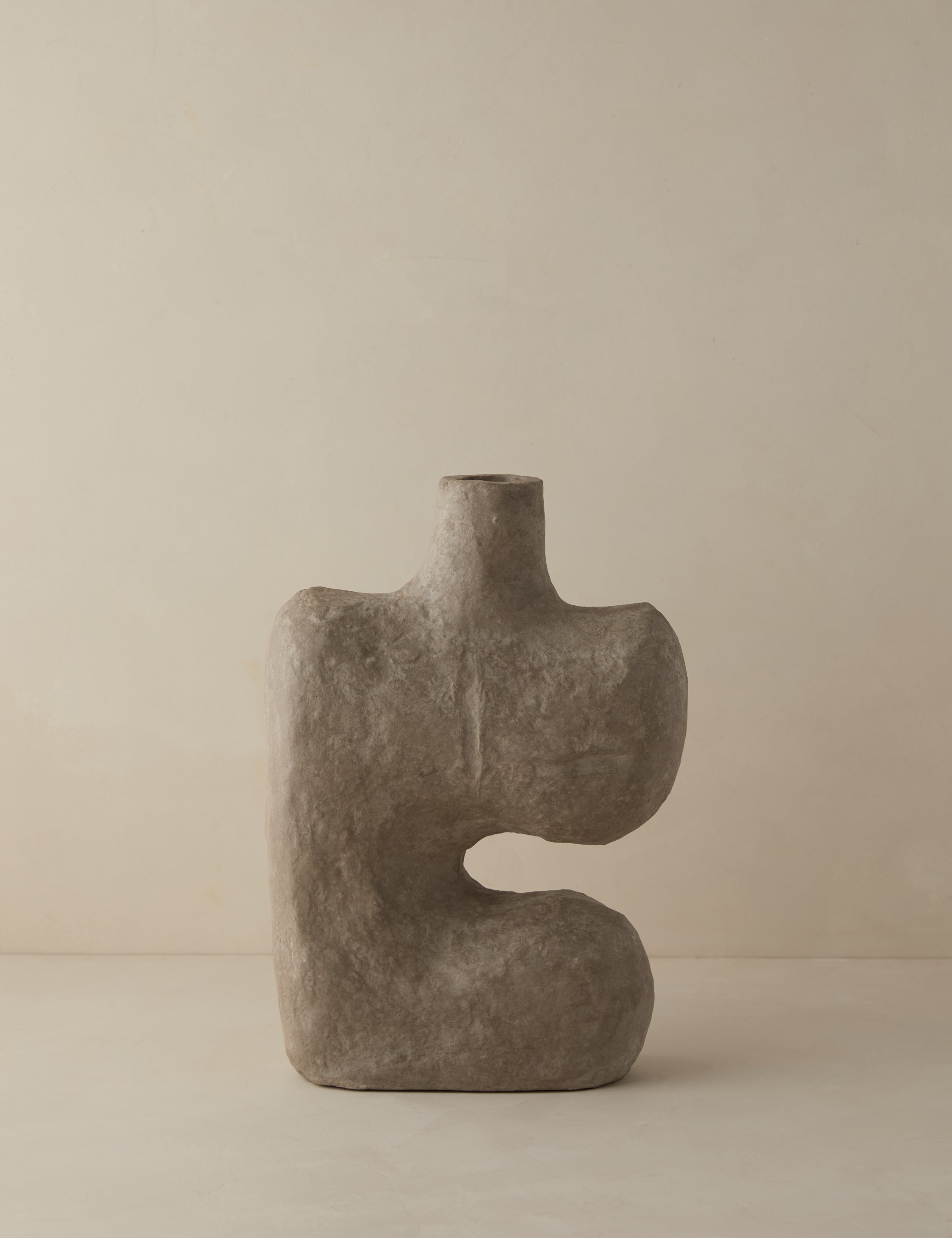 #color::natural | Sina gray washed handcrafted paper mache vase