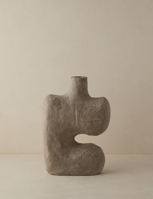 Sina gray washed handcrafted paper mache vase