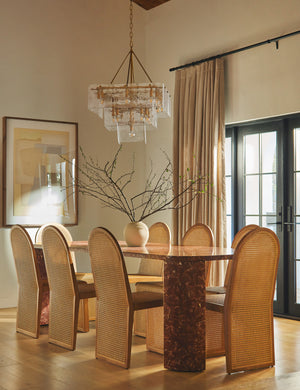 Dining room featuring the Ramoon wide leg solid marble dining table by Carly Cushnie.