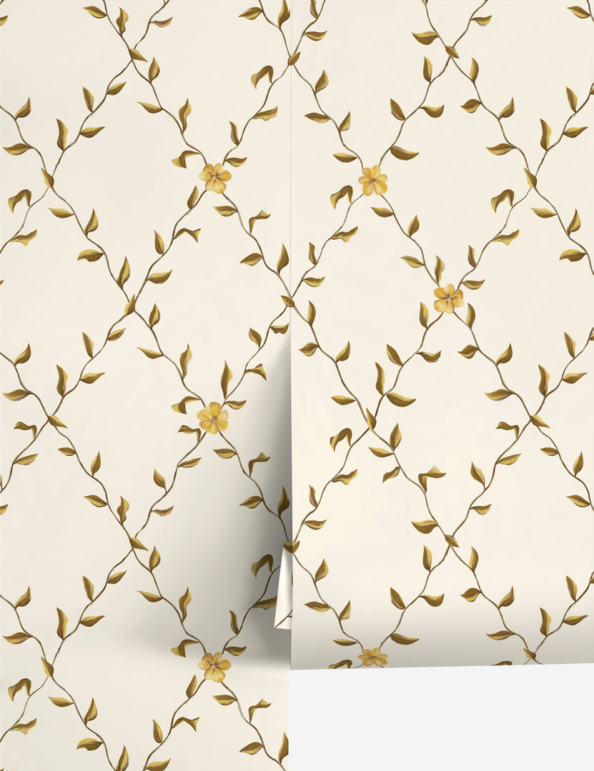 #color::gold | Tillar botanical lattice pattern Wallpaper by Jake Arnold