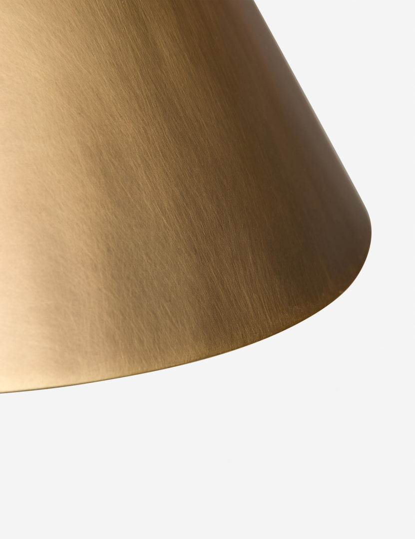 #color::brass | Close up of the shade of the Tutton tapered metal shade table lamp