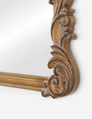 Close up of the frame details of the Charlo ornate scroll frame wall mirror