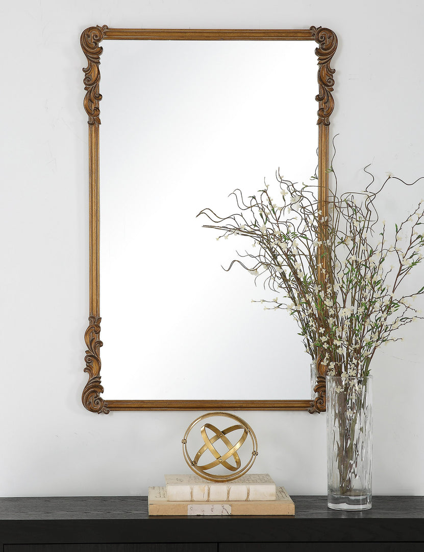 #color::gold | Charlo ornate scroll frame wall mirror