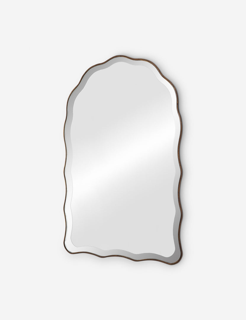 #color::brass | Angled view of the Gannet scalloped frame wall mirror