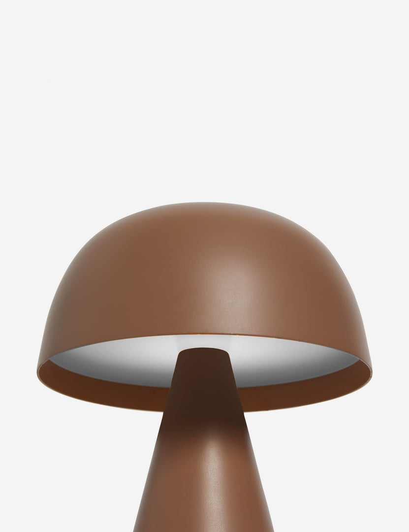 #color::brown #size::mini | Close up of the Monochromatic Wembley Cordless Mini Table Lamp