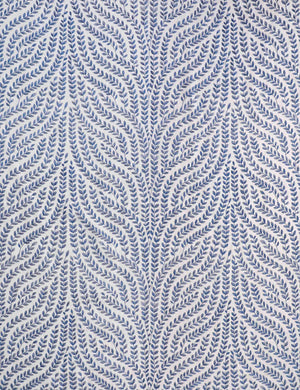 Willow Vine Embroidery Linen Fabric Swatch by Scalamandré, Navy
