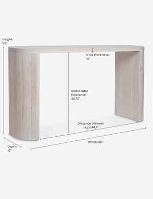 Dimensions on the Luna Console Table