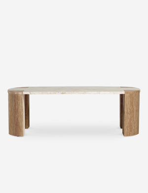 Mahoe oval marble and travertine coffee table by Carly Cushnie.