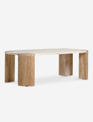 Mahoe oval marble and travertine coffee table by Carly Cushnie.