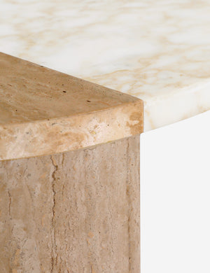 Mahoe oval marble and travertine coffee table by Carly Cushnie.