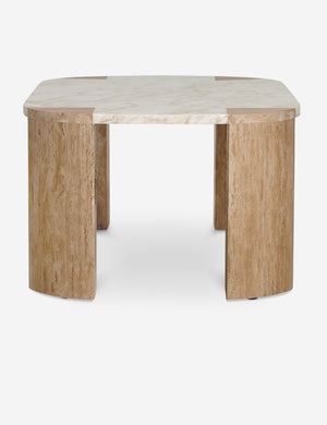 Mahoe oval marble and travertine coffee table by Carly Cushnie.