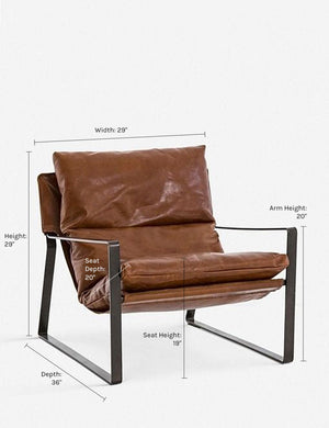 Dimensions on the Marlyne Leather Accent Chair