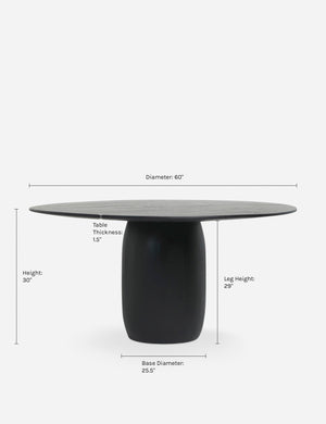 Dimensions on the Maroko Round Dining Table