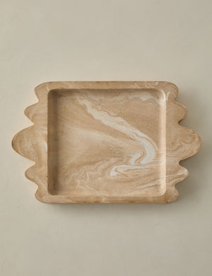 Overhead view of the Melona resin decorative tray.