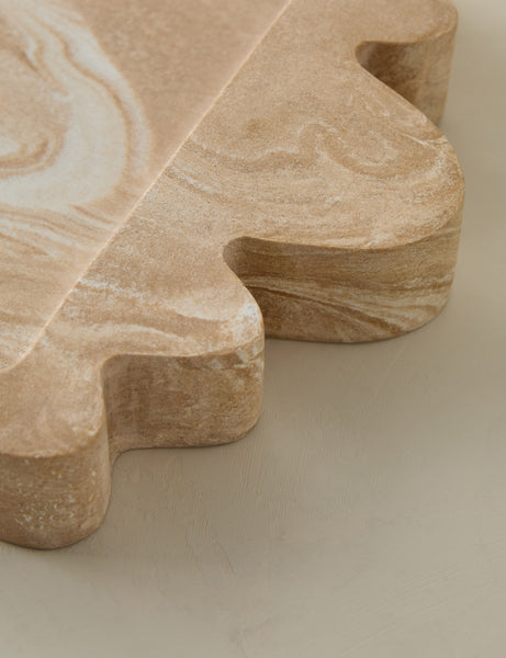 #color::travertine | Close up of the Melona resin decorative tray.