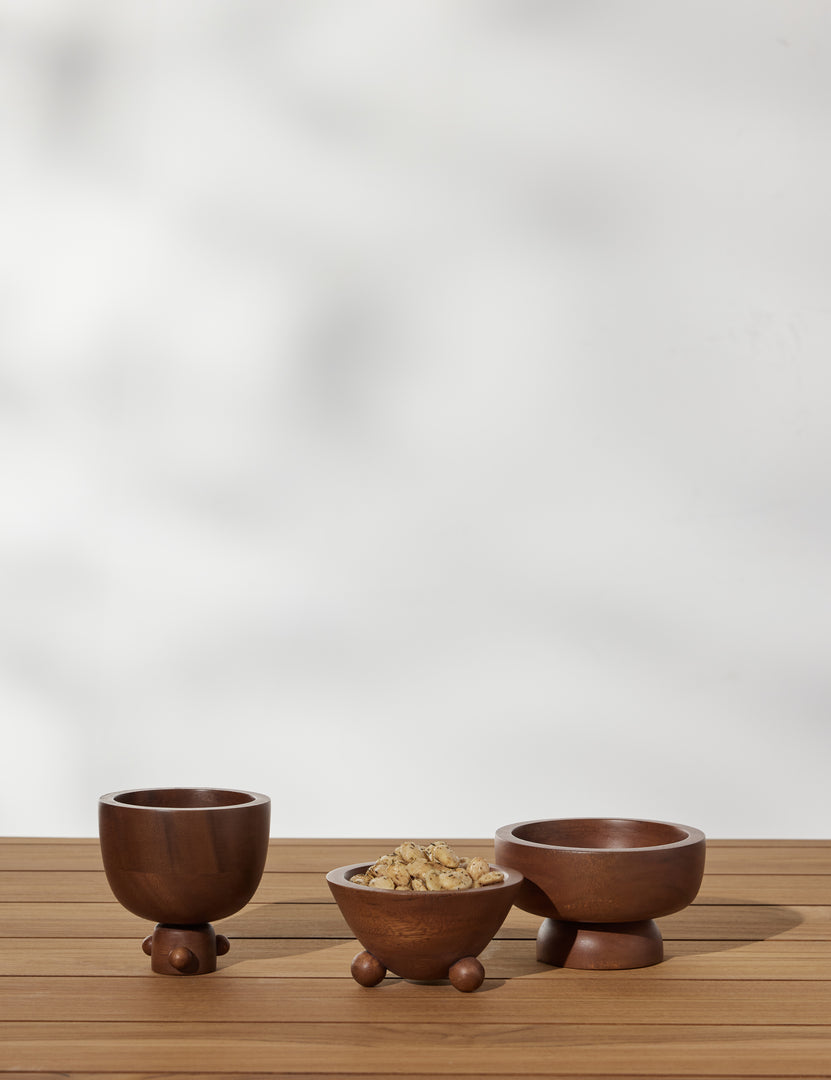 #color::walnut | Set of three mini footed walnut bowls by Sarah Sherman Samuel
