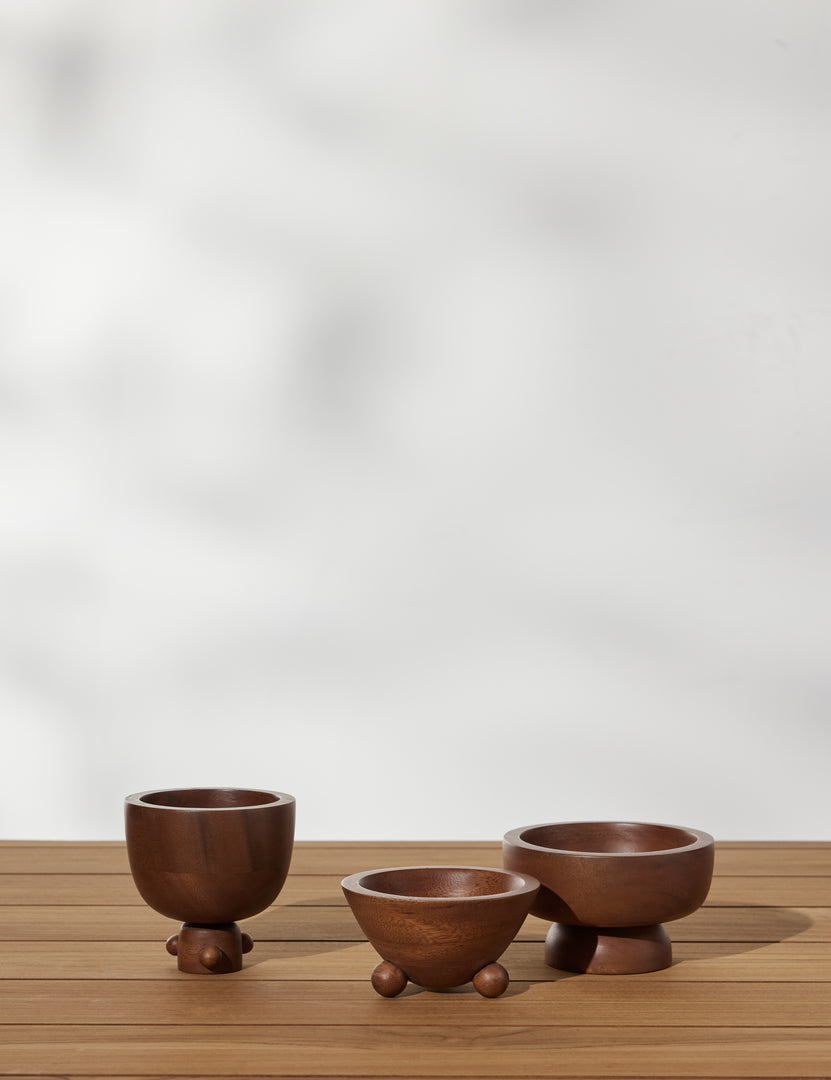 #color::walnut | Set of three mini footed walnut bowls by Sarah Sherman Samuel