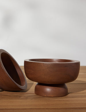 Singular bowl of the Set of three mini footed walnut bowls by Sarah Sherman Samuel