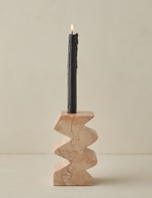 Mischa sculptural marble taper candle holder.