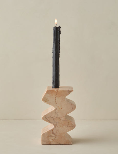 #color::pink | Mischa sculptural marble taper candle holder.