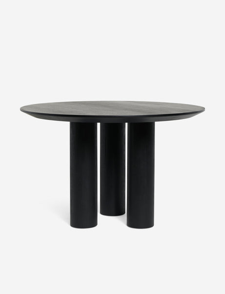 #color::black | Mojave round minimalist dining table in black.