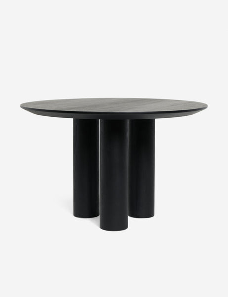#color::black | Mojave round dining table in black.
