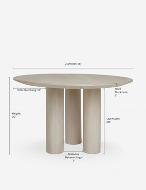 Dimensions on the Mojave Round Dining Table