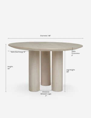 Dimensions on the Mojave Round Dining Table