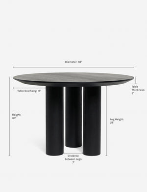 Dimensions on the Mojave Round Dining Table