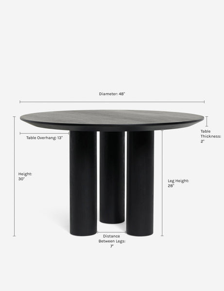 #color::black | Dimensions on the Mojave Round Dining Table