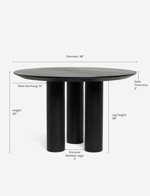 Dimensions on the Mojave Round Dining Table