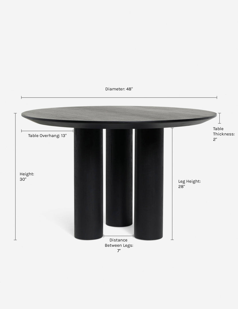 #color::black | Dimensions on the Mojave Round Dining Table